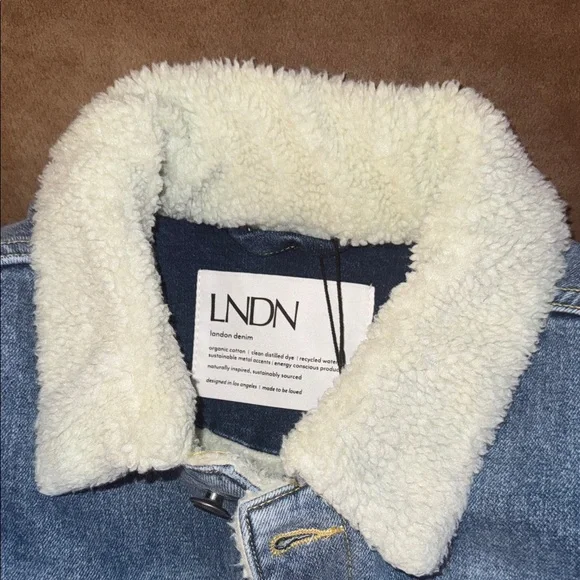 LNDN Blue Denim Jacket with Sherpa Lining NWT XS - Picture 5 of 8